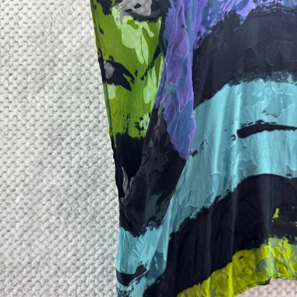 Chicos Design Top ML Blue Silk Burn Out Sheer Floral Boat Neck Shawl Pullover - Picture 6 of 13